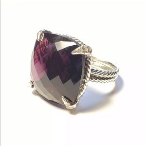 David Yurman Amethyst with Diamonds Ring Sz 7